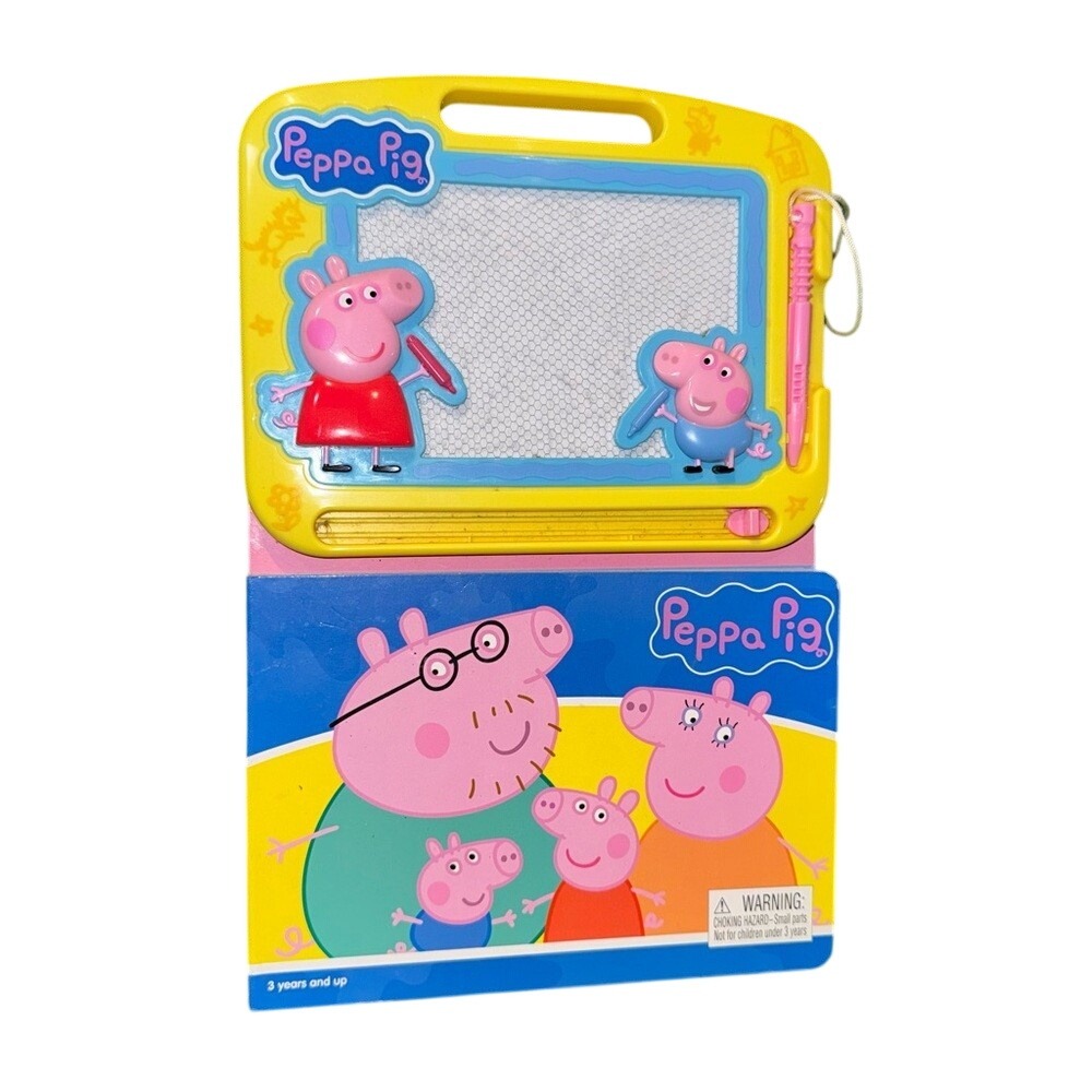 Peppa Pig Yellow Blue Magnetic Drawing Board Erasable Doodle Pad with Pen Toy